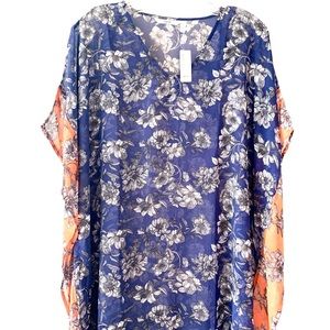 La Vie En Rose Aqua Sheer Chemise Poncho/Coverup